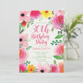30e verjaardag uitnodiging. Bloemendag. Dames Kaart (Staand voorkant)