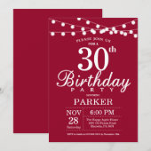 30e verjaardag uitnodiging Bourgondië Rood (Voorkant / Achterkant)