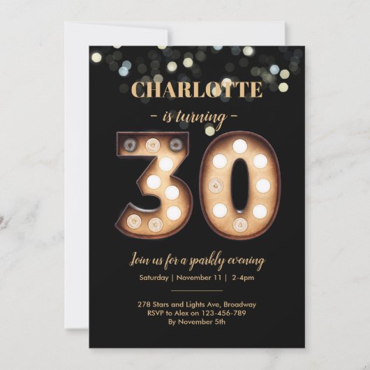 30e verjaardag uitnodiging Bright Lights (Voorkant)