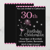 30e verjaardag uitnodiging - cocktail Glass (Voorkant / Achterkant)