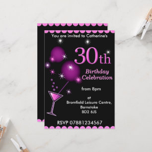 30e verjaardag Uitnodiging - Cocktail Glass