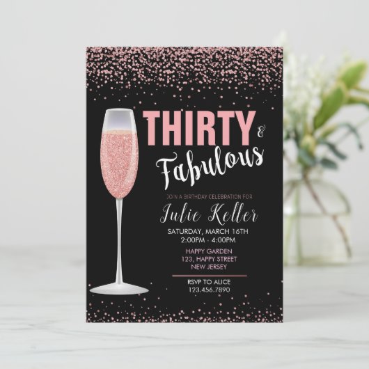 30e verjaardag uitnodiging. Confetti uitnodigen. W Kaart (Staand voorkant)