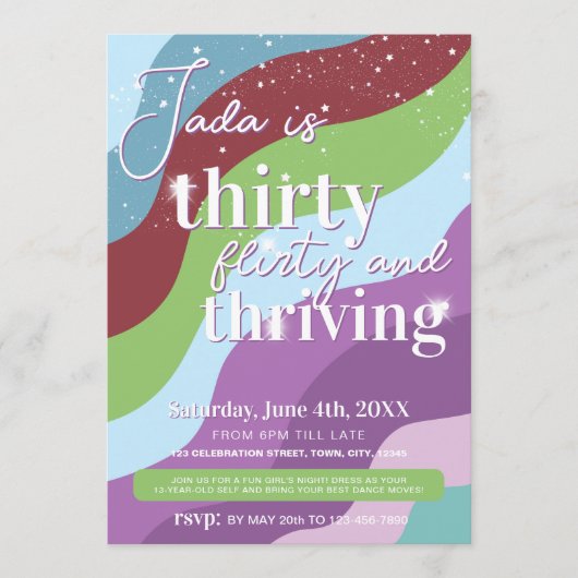 30e verjaardag uitnodiging Dertig flirten & bloeie (Voorkant)