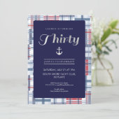 30e verjaardag uitnodiging - Dertig, nautische zom (Staand voorkant)