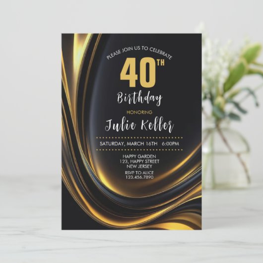 30e verjaardag uitnodiging. Elegante uitnodiging.  Kaart (Staand voorkant)