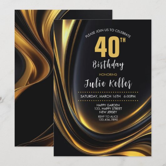 30e verjaardag uitnodiging. Elegante uitnodiging. Kaart (Voorkant / Achterkant)