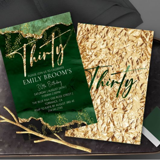 30e verjaardag Uitnodiging Emerald Green en Gold