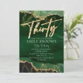 30e verjaardag Uitnodiging Emerald Green en Gold (Staand voorkant)