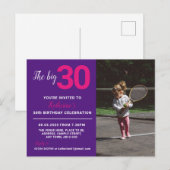 30e verjaardag Uitnodiging Fotokaart Paars (Voorkant / Achterkant)