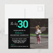 30e verjaardag Uitnodiging Fotokaart zwart (Voorkant / Achterkant)