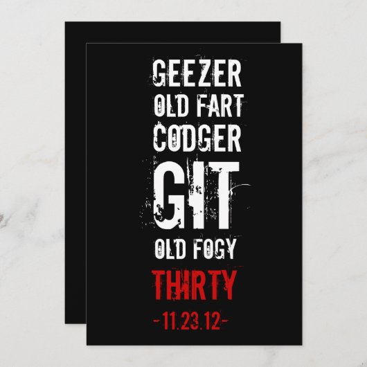30e verjaardag uitnodiging - Geezers & Oude Folken (Voorkant / Achterkant)