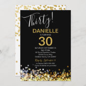 30e verjaardag uitnodiging Gold Confetti 30e verja (Voorkant / Achterkant)