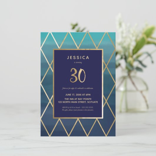 30e verjaardag Uitnodiging - legant Dertigste (Staand voorkant)
