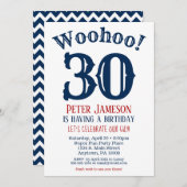 30e verjaardag Uitnodiging Mannen marineblauw (Voorkant / Achterkant)