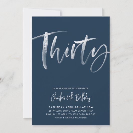 30e verjaardag uitnodiging Mannen moderne marine d (Voorkant)