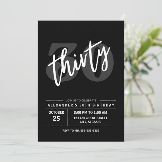 30E VERJAARDAG UITNODIGING MODERN DIRTY THIRTY (Staand voorkant)