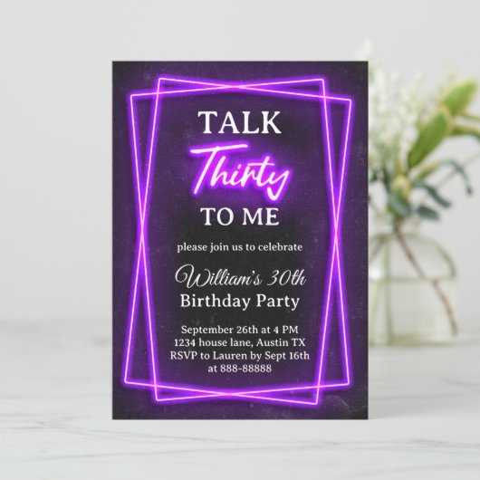 30e verjaardag uitnodiging Praat dertig tegen mij (Staand voorkant)