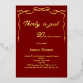 30e verjaardag uitnodiging rood en goud bewerkbare (Voorkant)