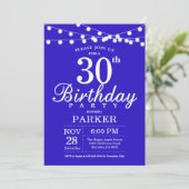30e verjaardag Uitnodiging Royal Blue (Staand voorkant)