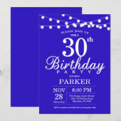 30e verjaardag Uitnodiging Royal Blue (Voorkant / Achterkant)