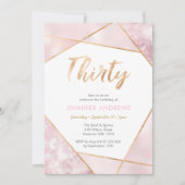 30e verjaardag Uitnodiging roze en goud (Voorkant)
