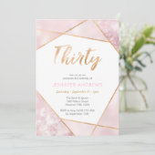 30e verjaardag Uitnodiging roze en goud (Staand voorkant)