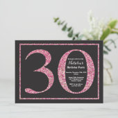 30e verjaardag uitnodiging roze glitter krijtbord (Staand voorkant)