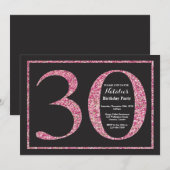 30e verjaardag uitnodiging roze glitter krijtbord (Voorkant / Achterkant)