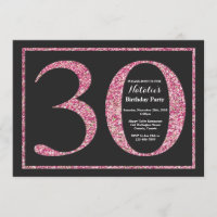30e verjaardag uitnodiging roze glitter krijtbord