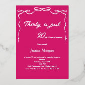 30e Verjaardag Uitnodiging Roze & Zilver Bewerkbaa (Voorkant)