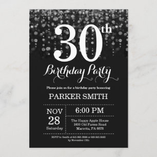30e verjaardag Uitnodiging Silver Glitter