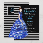 30e verjaardag uitnodiging Sparkly Blue Dress (Voorkant / Achterkant)