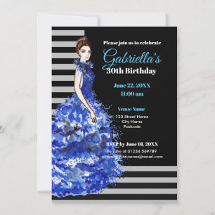 30e verjaardag uitnodiging Sparkly Blue Dress
