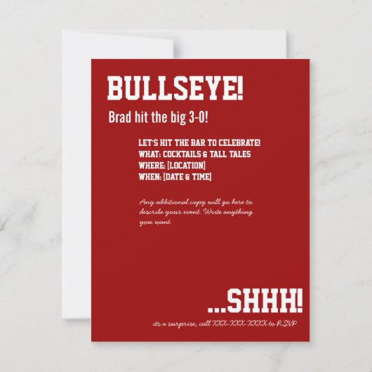 30e verjaardag - Uitnodiging tot inschrijving in h (Achterkant)