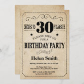 30e verjaardag Uitnodiging Uitnodiging Rustic  Ret (Voorkant / Achterkant)