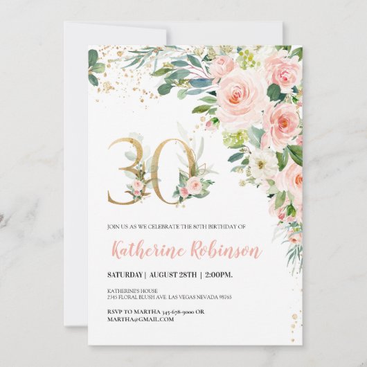 30e verjaardag uitnodiging voor haar volwassen ver (Voorkant)