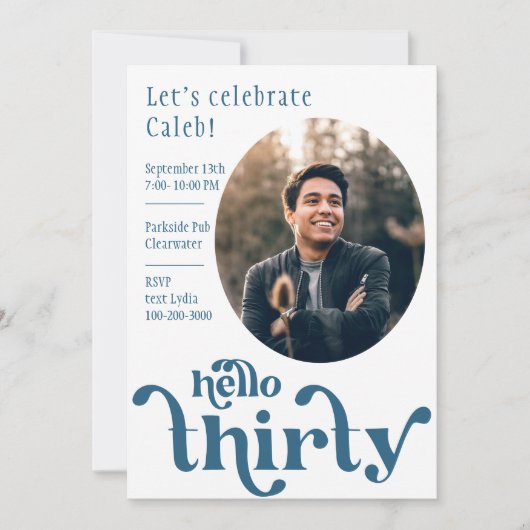 30e verjaardag uitnodiging voor hem (Voorkant)