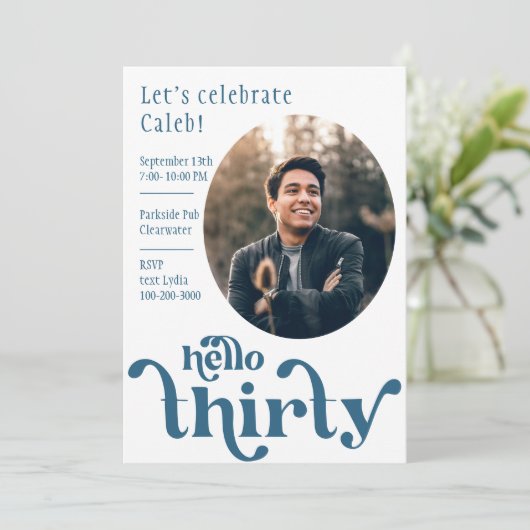 30e verjaardag uitnodiging voor hem (Staand voorkant)