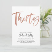 30e verjaardag Uitnodiging White Rose Gold Derty (Staand voorkant)