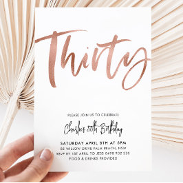 30e verjaardag Uitnodiging White Rose Gold Derty