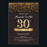 30e verjaardag uitnodiging zwart en goud glitter<br><div class="desc">30e verjaardag uitnodiging. Zwart en goud glitter. Ouderenverjaardagsfeestje uitnodigen. Vrouwen of Mannen Bday Bash. Voor verdere aanpassing klikt u op de knop "Aanpassen" en gebruikt u onze ontwerptool om deze sjabloon te wijzigen.</div>