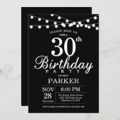 30e verjaardag Uitnodiging zwart-wit (Voorkant / Achterkant)