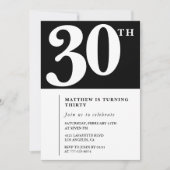 30e verjaardag uitnodigingen Black White Elegant (Voorkant)