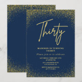30e verjaardag uitnodigingen Gold Navy Glitter (Voorkant / Achterkant)