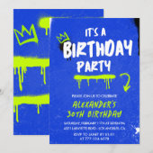 30e verjaardag Uitnodigingen Mannen Graffiti Spuit (Voorkant / Achterkant)