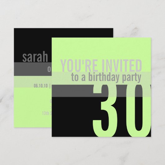 30e verjaardag Uitnodigingen van de Partij van de  (Voorkant / Achterkant)