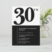 30e verjaardag uitnodigingen Zwart en Wit Elegant (Staand voorkant)
