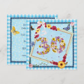 30e verjaardag Uitnodigingsbloemen, vlinders Kaart (Voorkant / Achterkant)