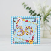 30e verjaardag Uitnodigingsbloemen, vlinders Kaart (Staand voorkant)