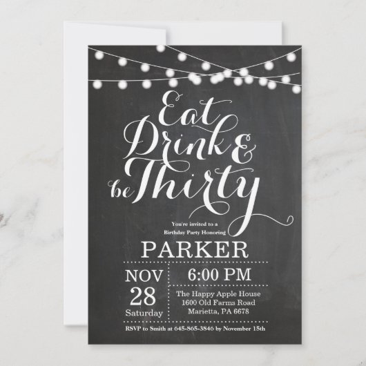 30e verjaardag Uitnodigingskarton Kaart (Voorkant)